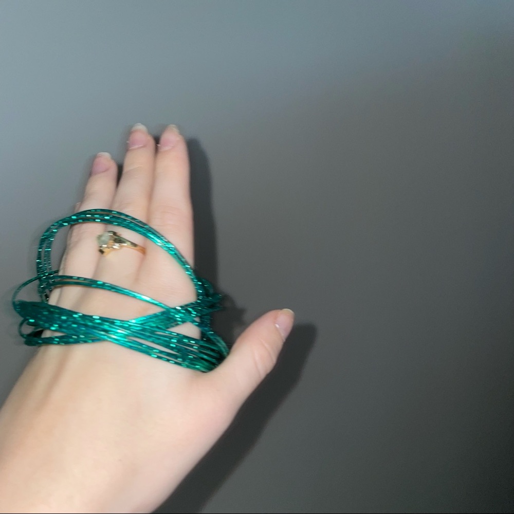 Interlocked Teal Bangle Bracelet - image 3